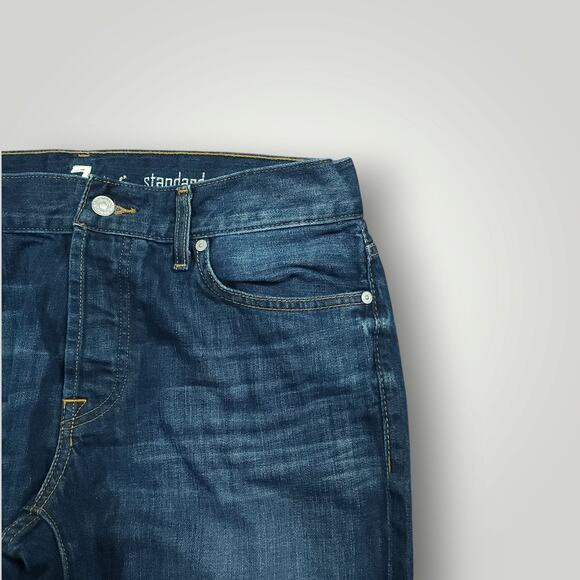 7 For All Mankind Jeans Mens 34 Standard Button Fly Straight Leg Whiskering - Picture 8 of 13